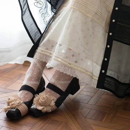 Sweet Lady Japanese Lolita Low-heeled Single Shoes Retro Elegant One-word Buckle with Ballet Style Square Head Mary Jane Shoes