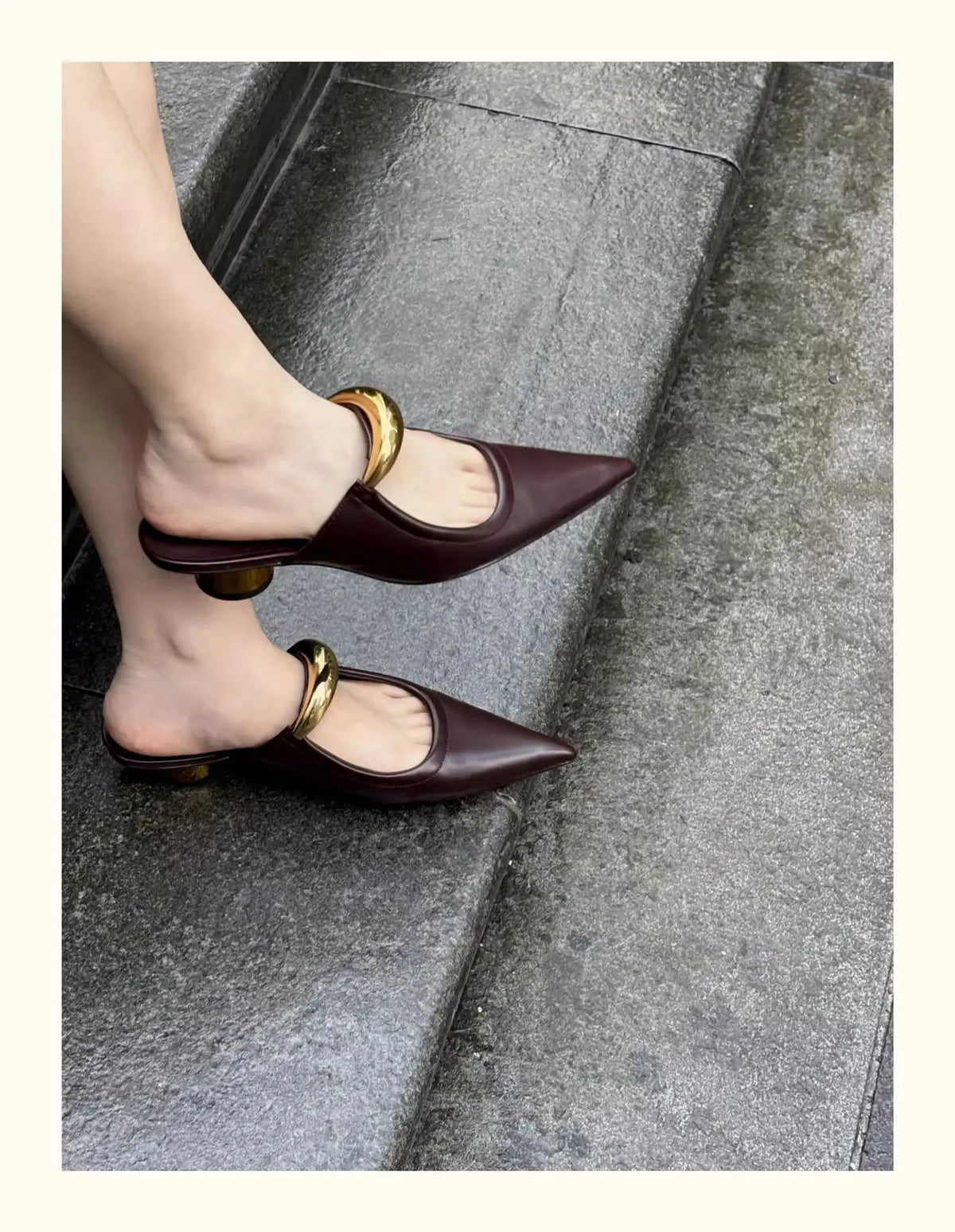 Brand New for Dropship Slip On Pointy Toe Mules Sandals Elegant Mid Heels Comfort Walking Summer Slides Mules Shoes