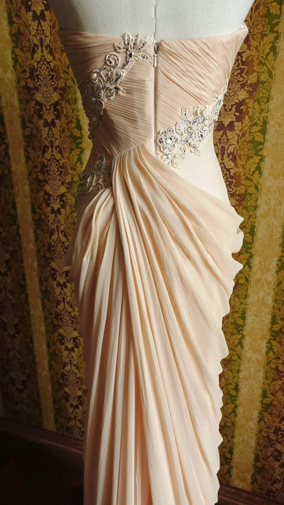 Luxury Champagne Dubai Evening Dresses Women Beaded Arabic Wedding Party Gown Shawl Formal Piece Customized 2025