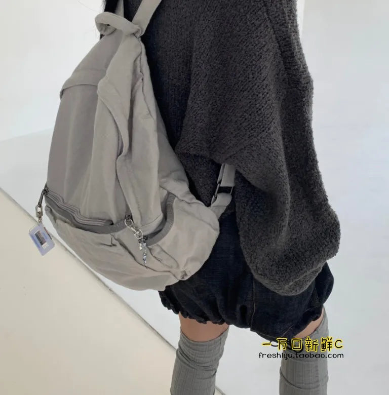 Vintage Backpack for Women Preppy Style Canvas Women Rucksack Zipper Casual Medium-Capacity European-American Style Female Bag