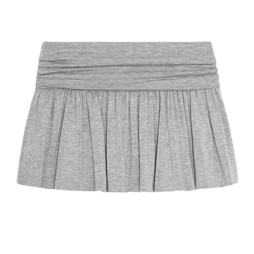 Spring Summer Spicy Girl Style Foldable Waist Pleated Skirts Niche Design Short Skirt
