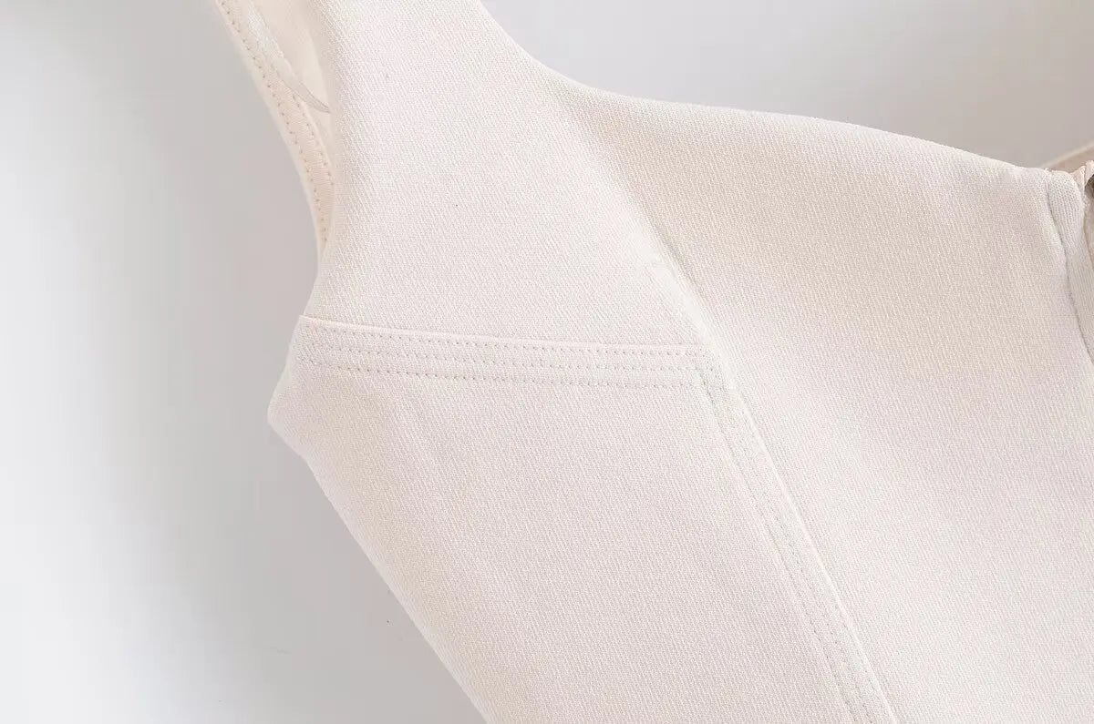 Sexy Fashion Women's Suit Solid Color Backless Zipper Suspender Top Straight Shorts New Summer Beach Party Holiday Suit
