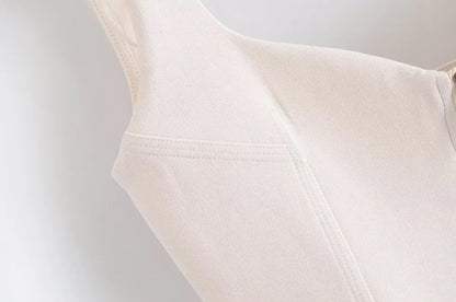Sexy Fashion Women's Suit Solid Color Backless Zipper Suspender Top Straight Shorts New Summer Beach Party Holiday Suit
