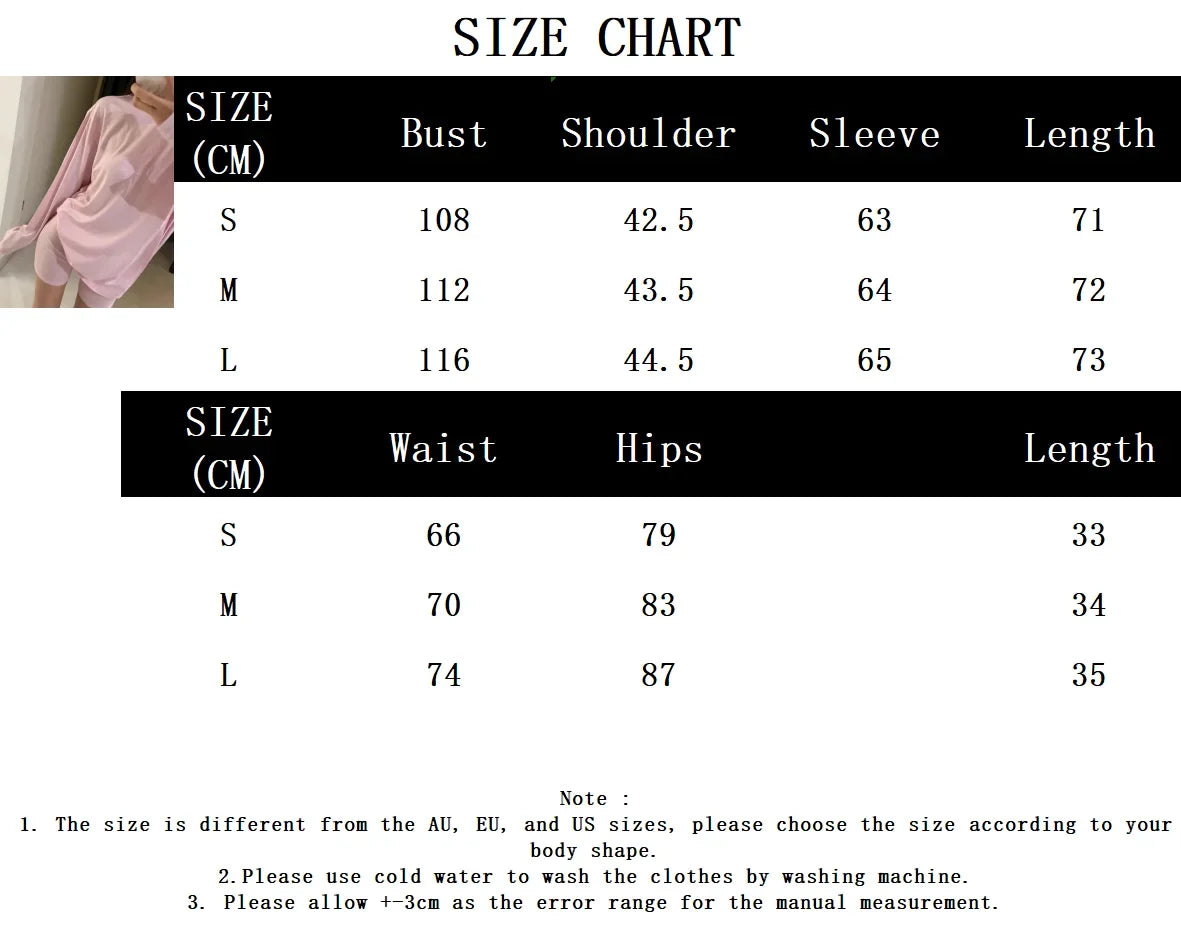 Solid Cozy Home Suits For Women Summer Crew Neck Long Sleeve Loose T-shirt+Slim Shorts Sets Simple Casual Fashion Two-piece Set