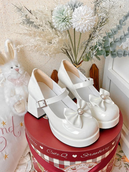 Sweet Original Lolita High Heels Japanese Cute Thick Sole Elevated Round Toe Lolita Medium Heels Lo Shoes Female