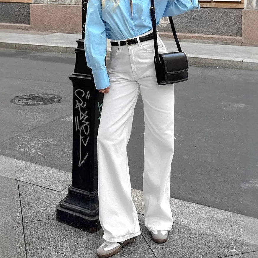 High Street White Straight Versatile Casual Pants Autumn Winter Fashion New Style Trousers
