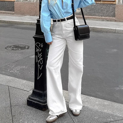 High Street White Straight Versatile Casual Pants Autumn Winter Fashion New Style Trousers