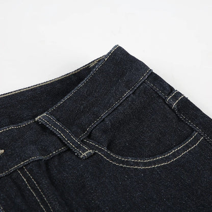 Basic Low Rise Straight Jeans Streetwear y2k Letter Embroidery Baggy Denim Pants Women's Trouser Vintage 2000s Mom Jeans
