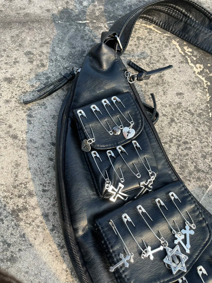 Spicy Girl Large Capacity Cross Crescent Underarm Bag Men's and Women's Pin Five Pointed Star Waist Bags