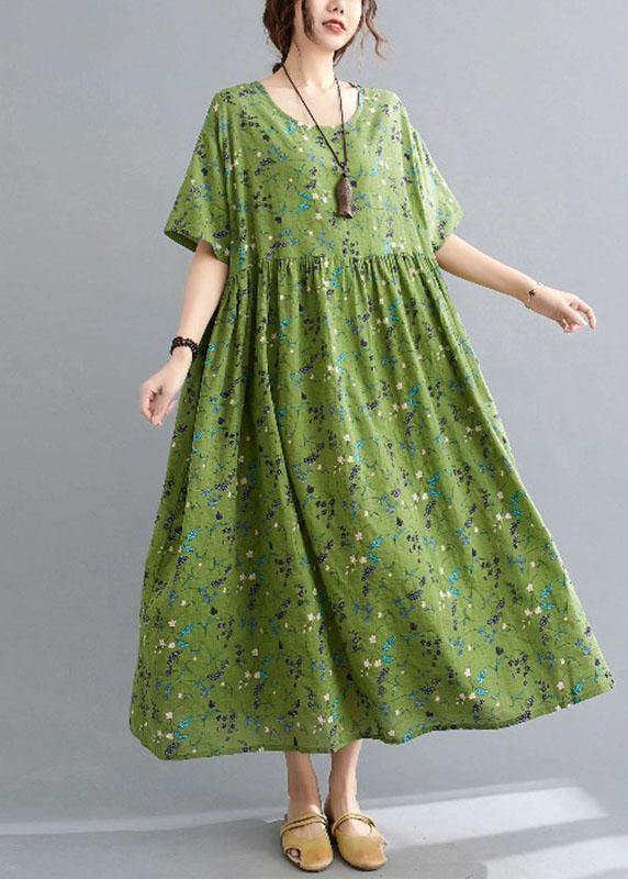 Scoop Neck Empire Waist Ditsy Floral Pleated Oversized Maxi Dress
