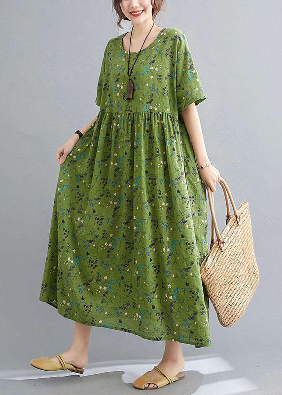 Scoop Neck Empire Waist Ditsy Floral Pleated Oversized Maxi Dress