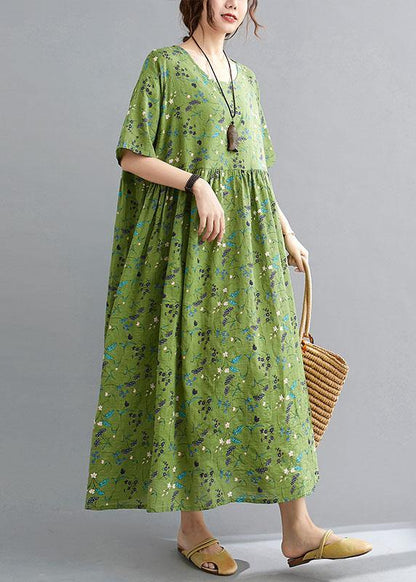 Scoop Neck Empire Waist Ditsy Floral Pleated Oversized Maxi Dress