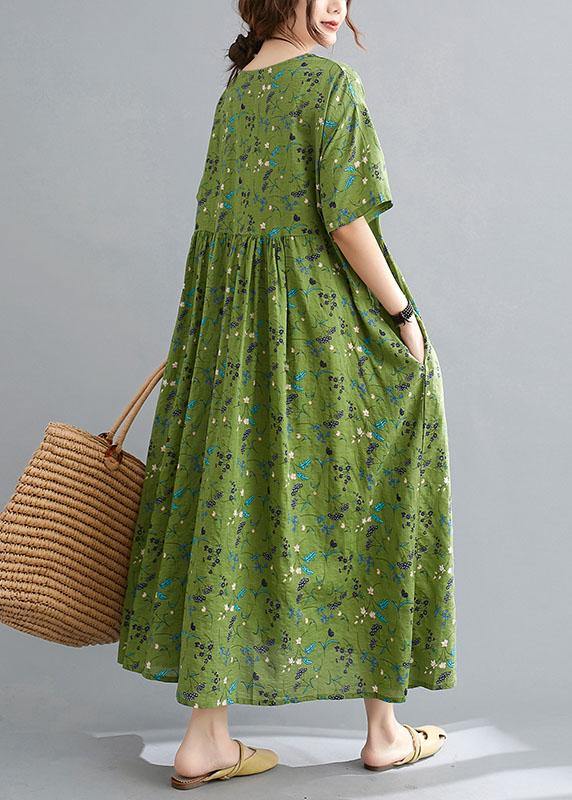 Scoop Neck Empire Waist Ditsy Floral Pleated Oversized Maxi Dress