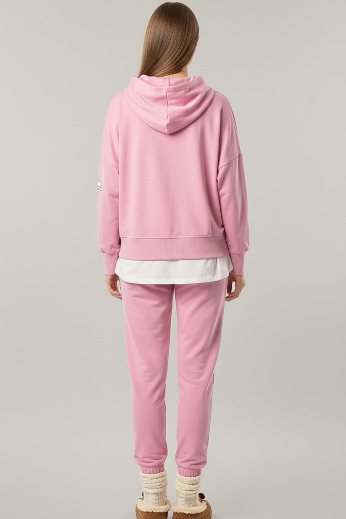 Solid Color Patchwork Hoodie Pants Outfit Sets