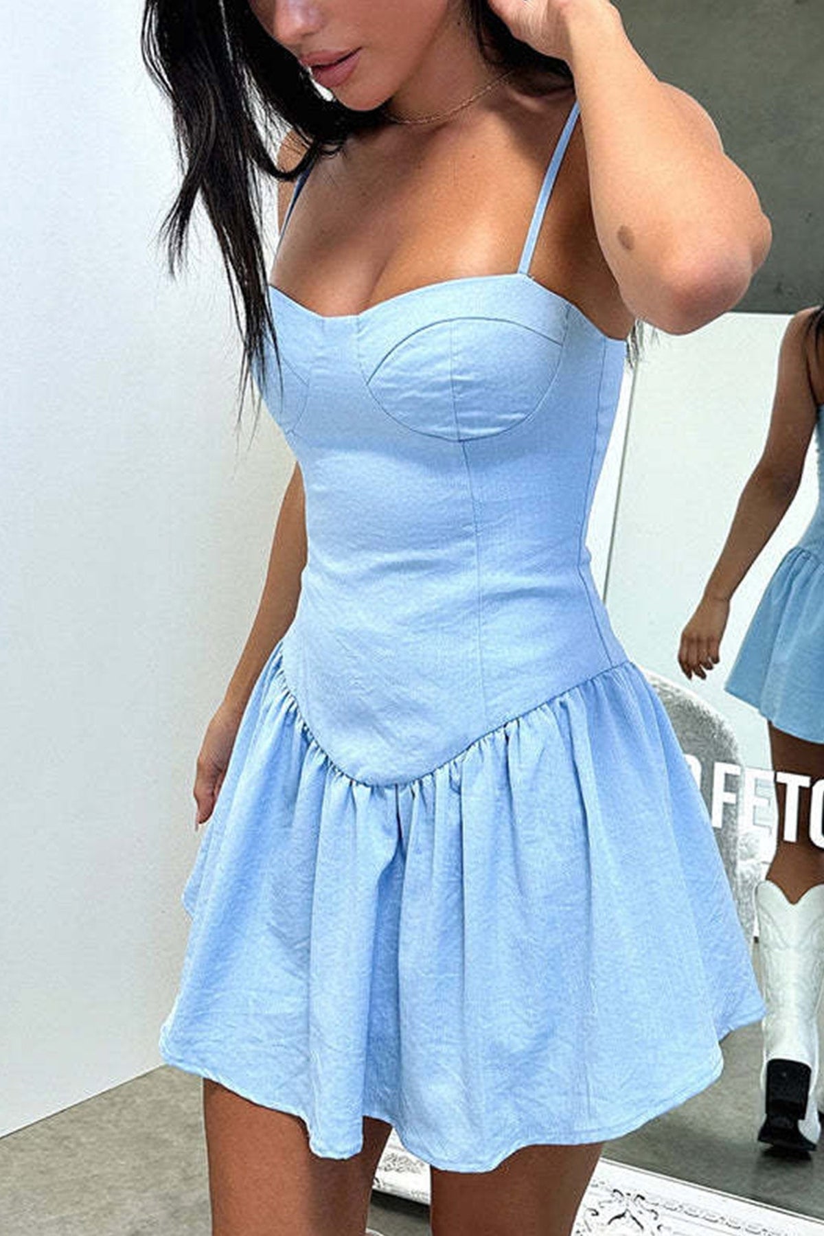 Solid Corset Ruched Cami Dress