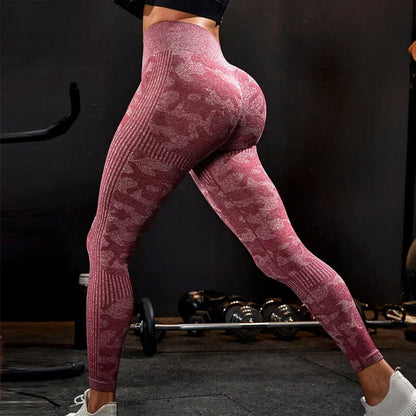 High Waist Camouflage Seamless Stretch Butt Lift Gym Legging
