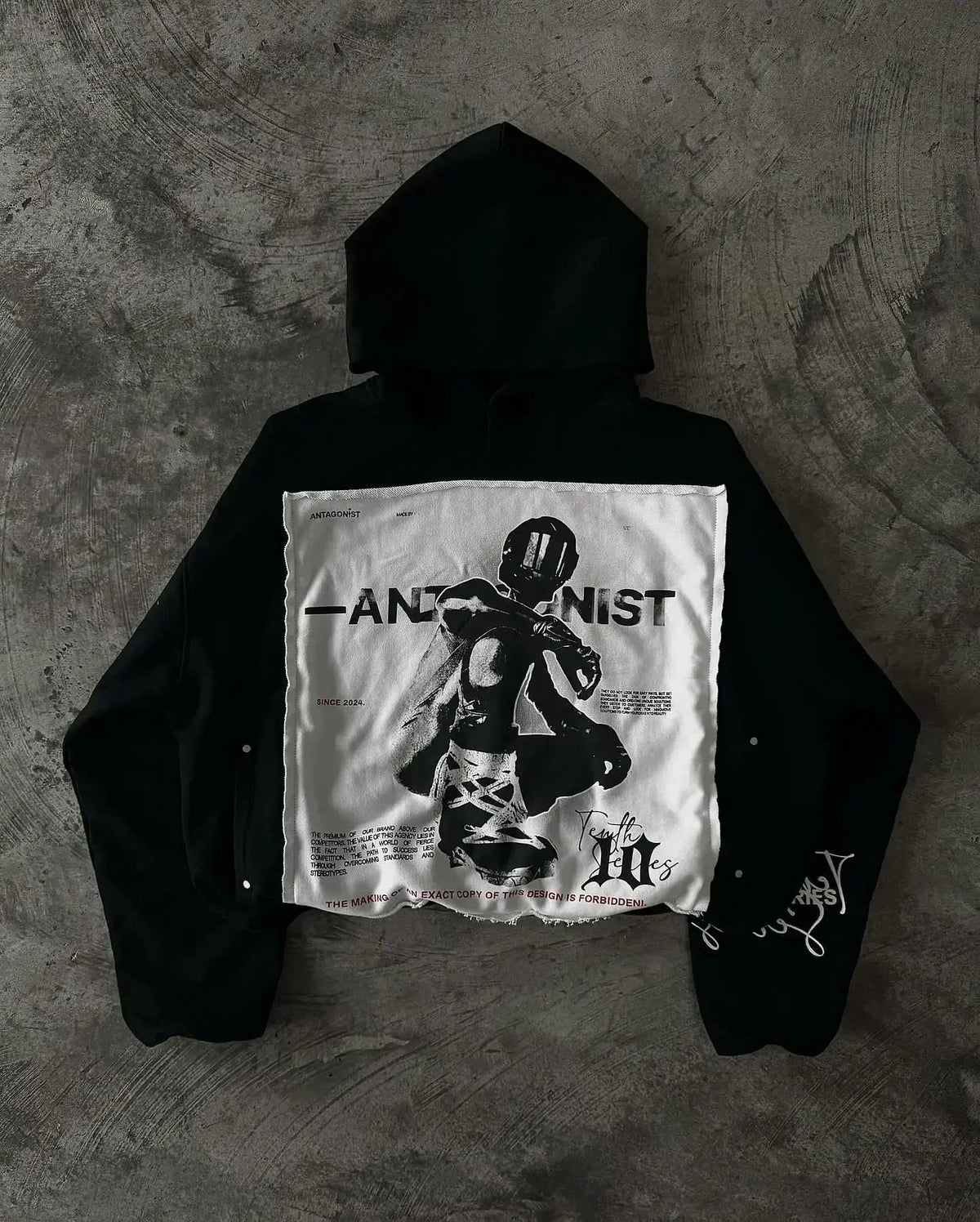 Patched Pullover Sweatshirt Hoodie