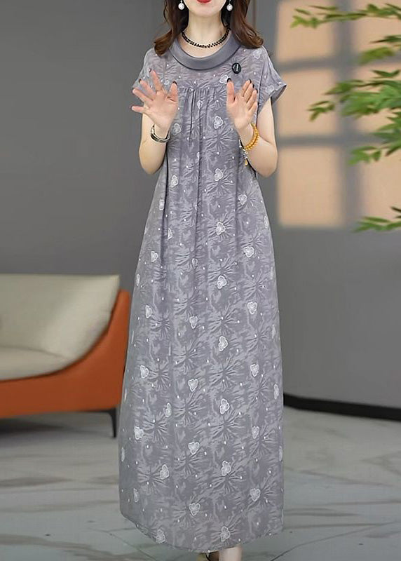 Cowl Neck Cap Sleeve Belted Pocket Sunburst Heart Print Maxi Dress