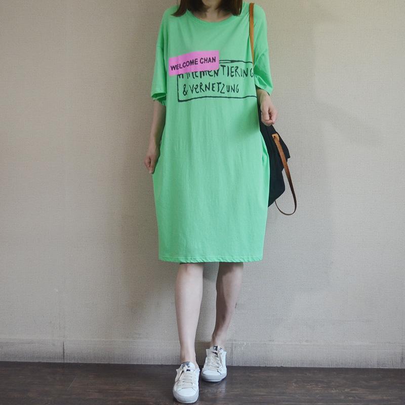 Crew Neck Graphic Print Half Sleeve Oversized T Shirt Dress