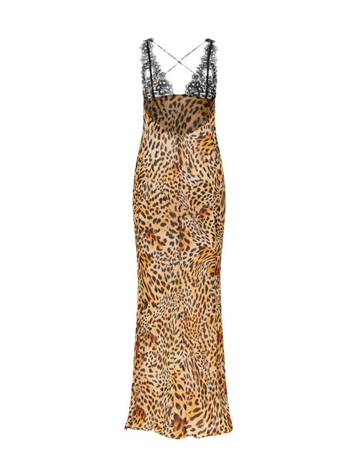 Lace V Neck Print Column Maxi Dress