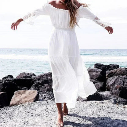 Sexy Off-Shoulder Lace Boho Dress