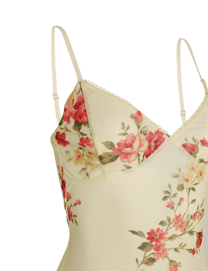 Sweetheart Spaghetti Strap Floral Print Bodycon Maxi Dress