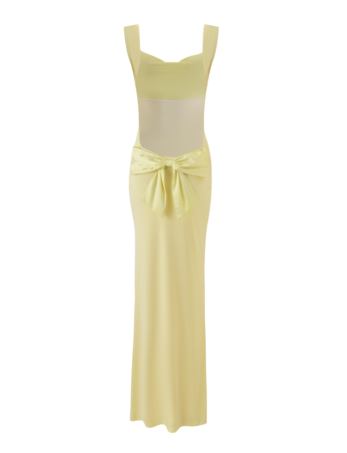 Wide Strap Low Open Back Bow Detail Bodycon Maxi Dress