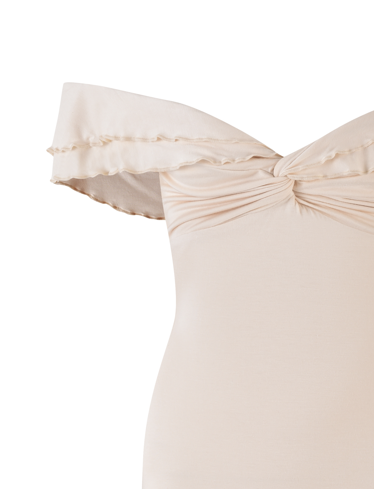 Knot Front Ruffle Sleeve Lettuce Hem Off Shoulder Mini Dress