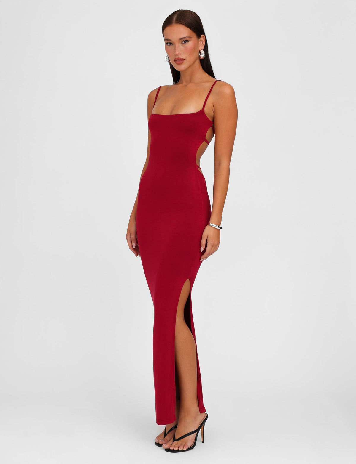 Spaghetti Strap Square Neck Bodycon Maxi Dress