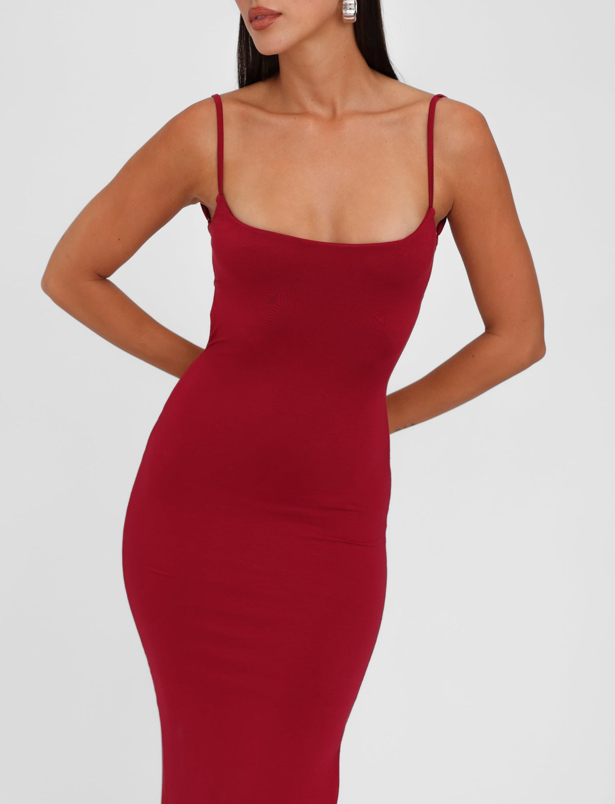 Spaghetti Strap Square Neck Bodycon Maxi Dress