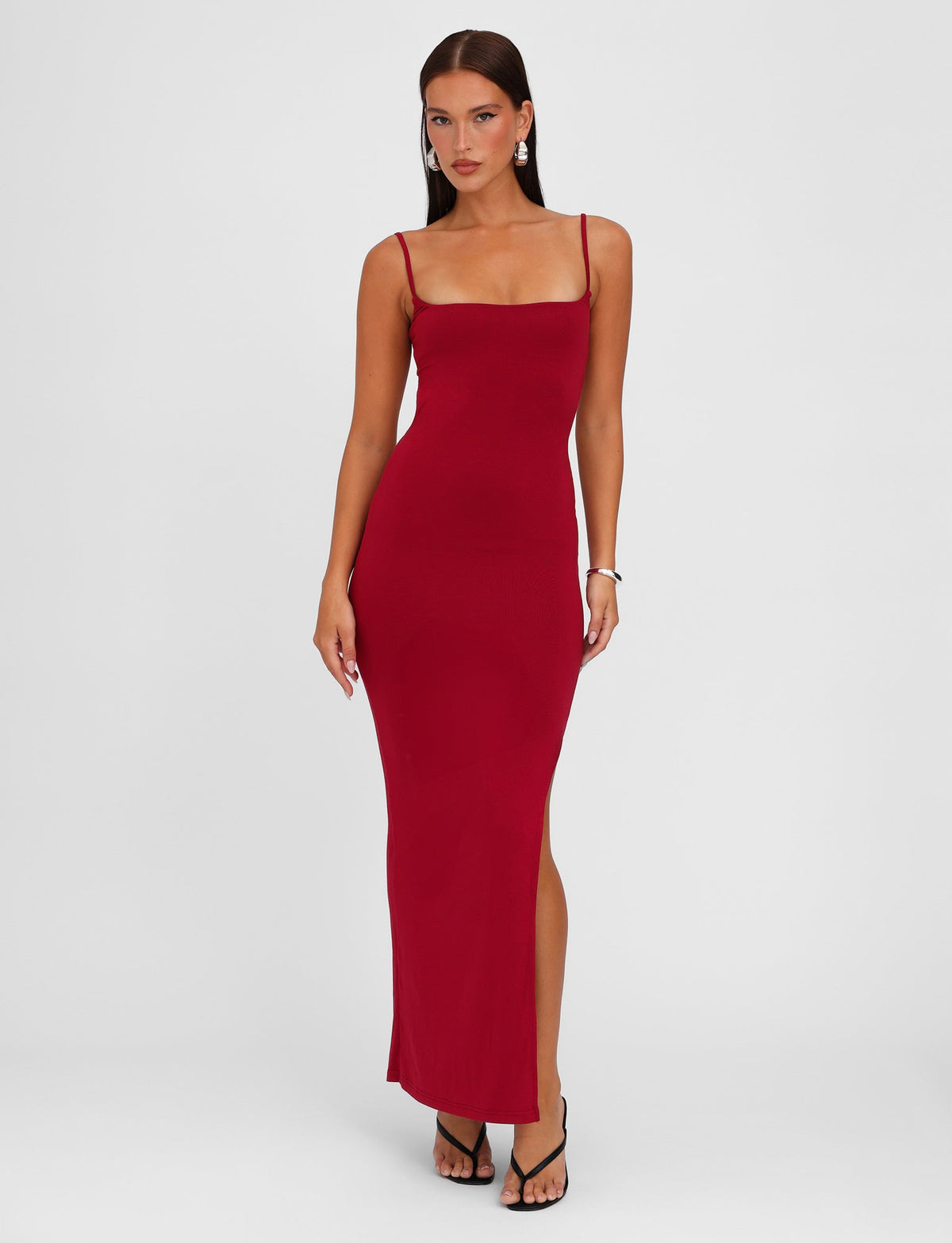 Spaghetti Strap Square Neck Bodycon Maxi Dress