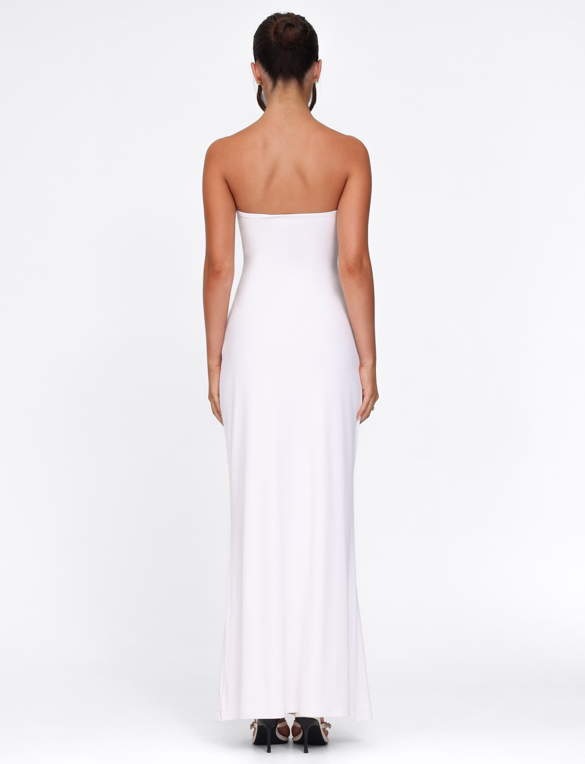 Strapless Oval Cutout Ring Hardware Bodycon Maxi Dress