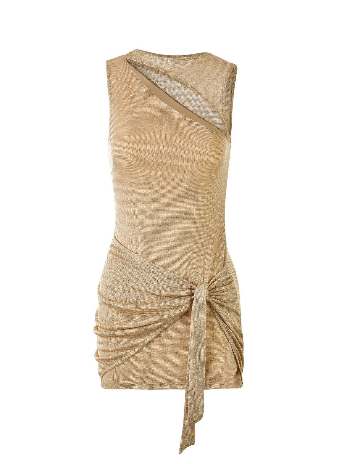 Asymmetrical Cutout Metallic Glitter Wrap Tie Side Ruched Mini Dress