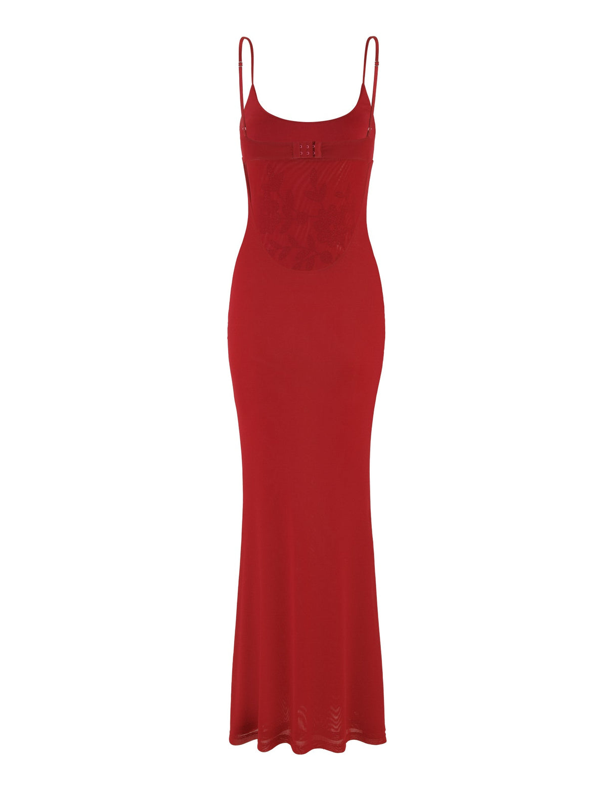 Spaghetti Strap Floral Embroidered Side Cascade Maxi Gown