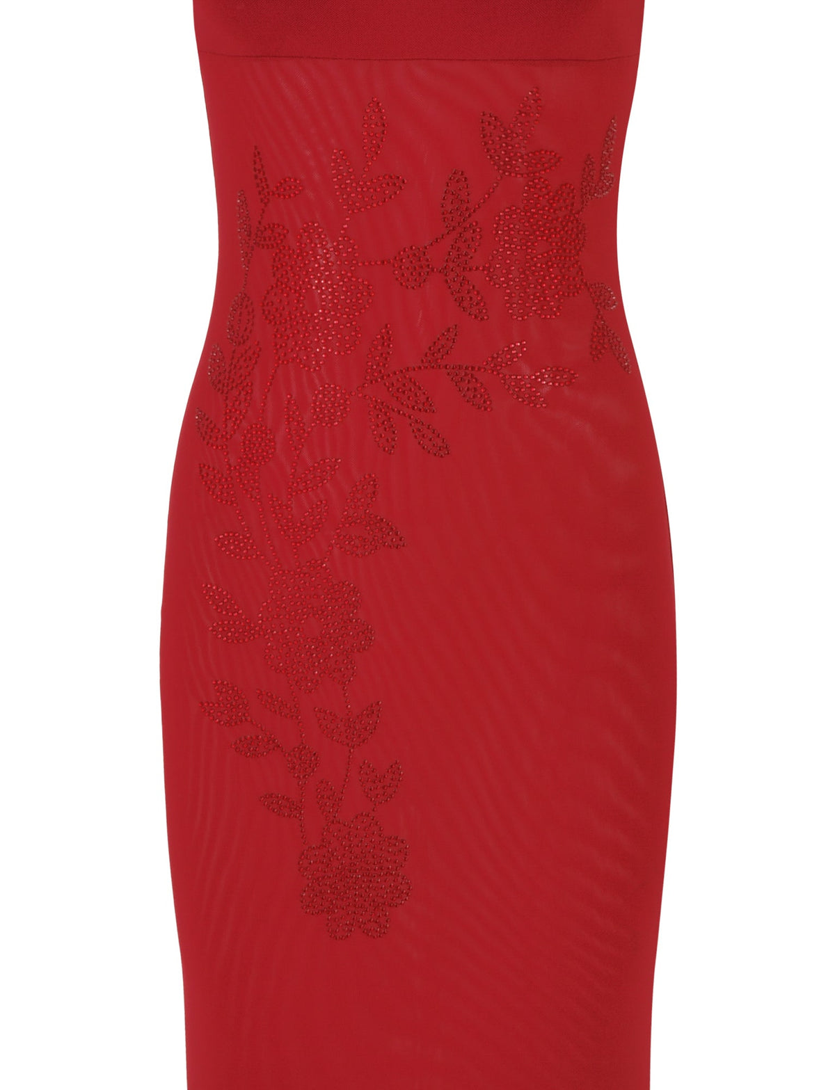 Spaghetti Strap Floral Embroidered Side Cascade Maxi Gown