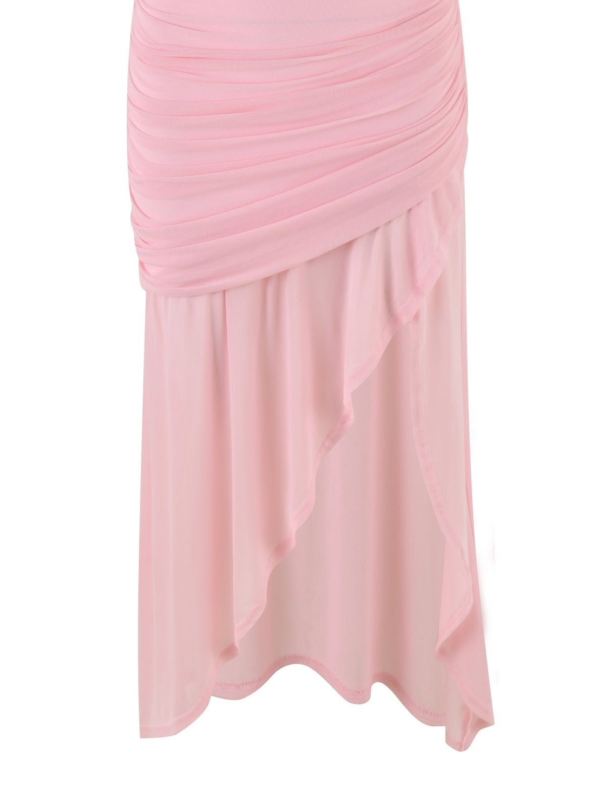 Strapless Ruched Wrap Overlap Side Slit Midi Skirt Tube Top Set
