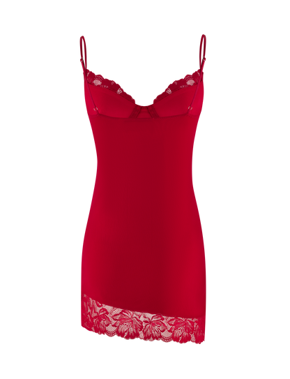 Ribbed Sweetheart Neck Lace Hem Spaghetti Strap Bodycon Mini Dress
