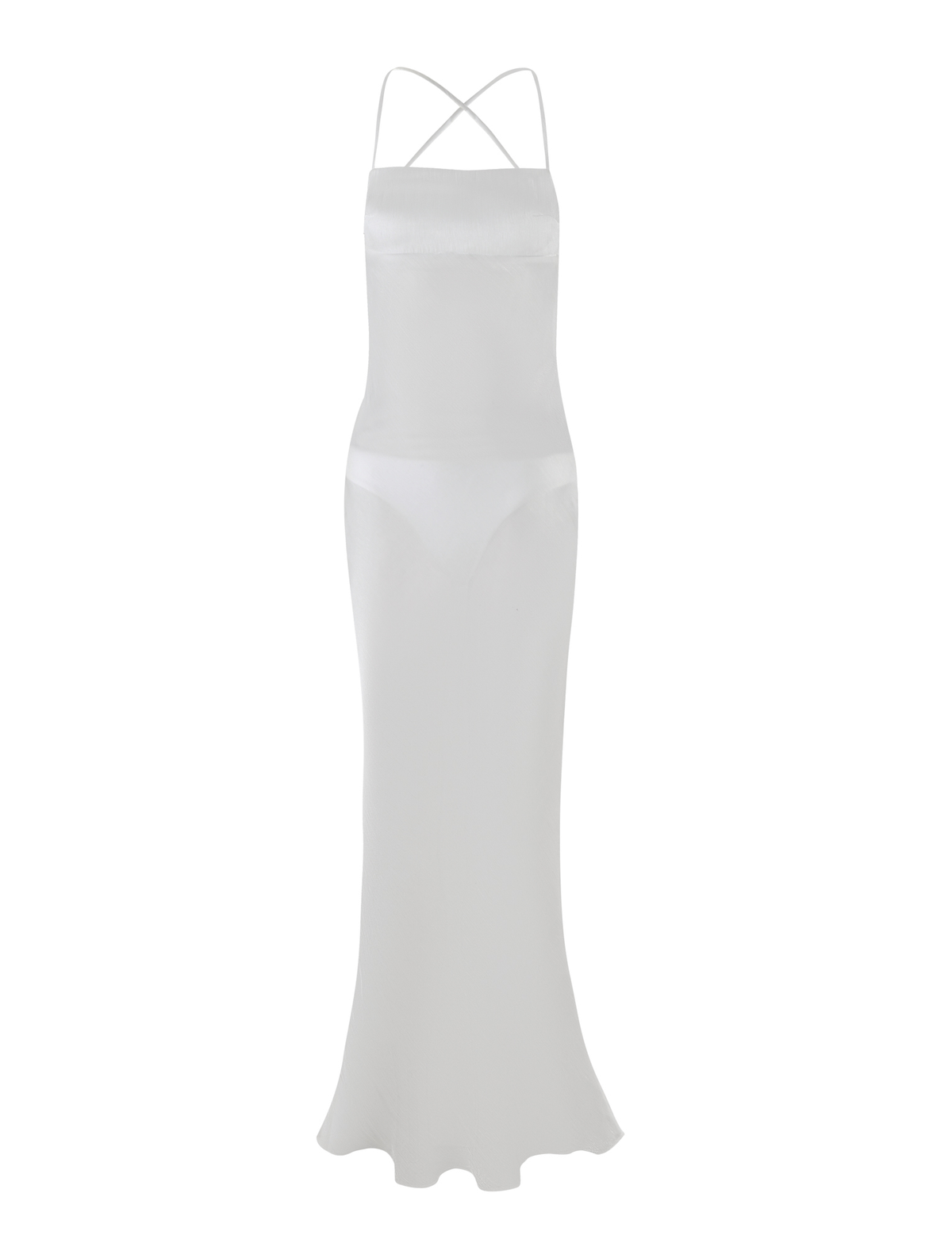 Spaghetti Strap Crisscross Back Sheer Shimmer Open Back Maxi Dress