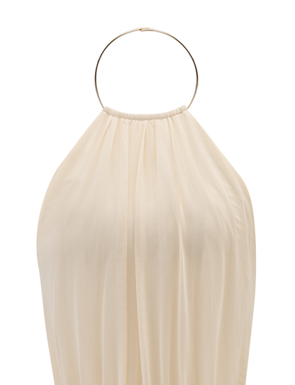 Halter Pleated Bodice Side Cutout Ruched Wrap Bodycon Mini Dress