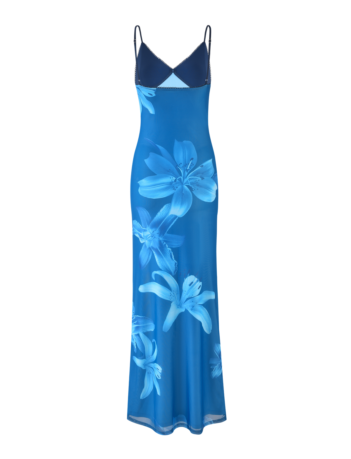 Lily Floral Print V Neck Spaghetti Strap Contrast Bodice Bodycon Maxi Dress