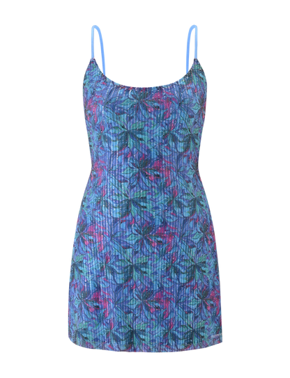 Floral Sequin Spaghetti Strap Scoop Neck Bodycon Mini Dress