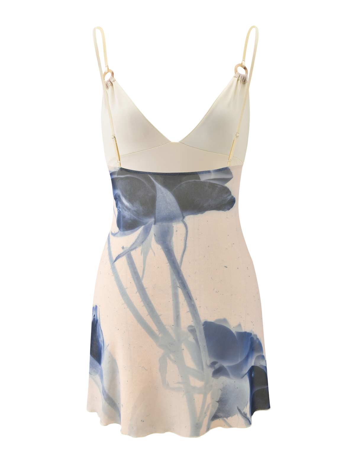 Deep V Spaghetti Strap Oversized Floral Print Bodycon Mini Dress