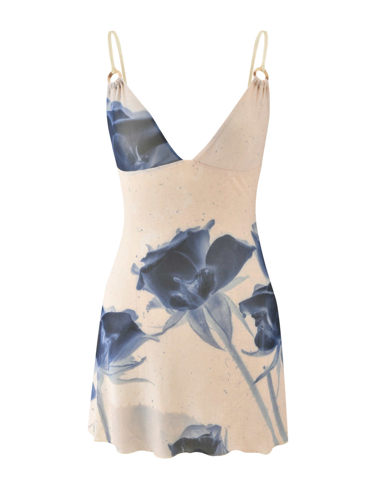Deep V Spaghetti Strap Oversized Floral Print Bodycon Mini Dress