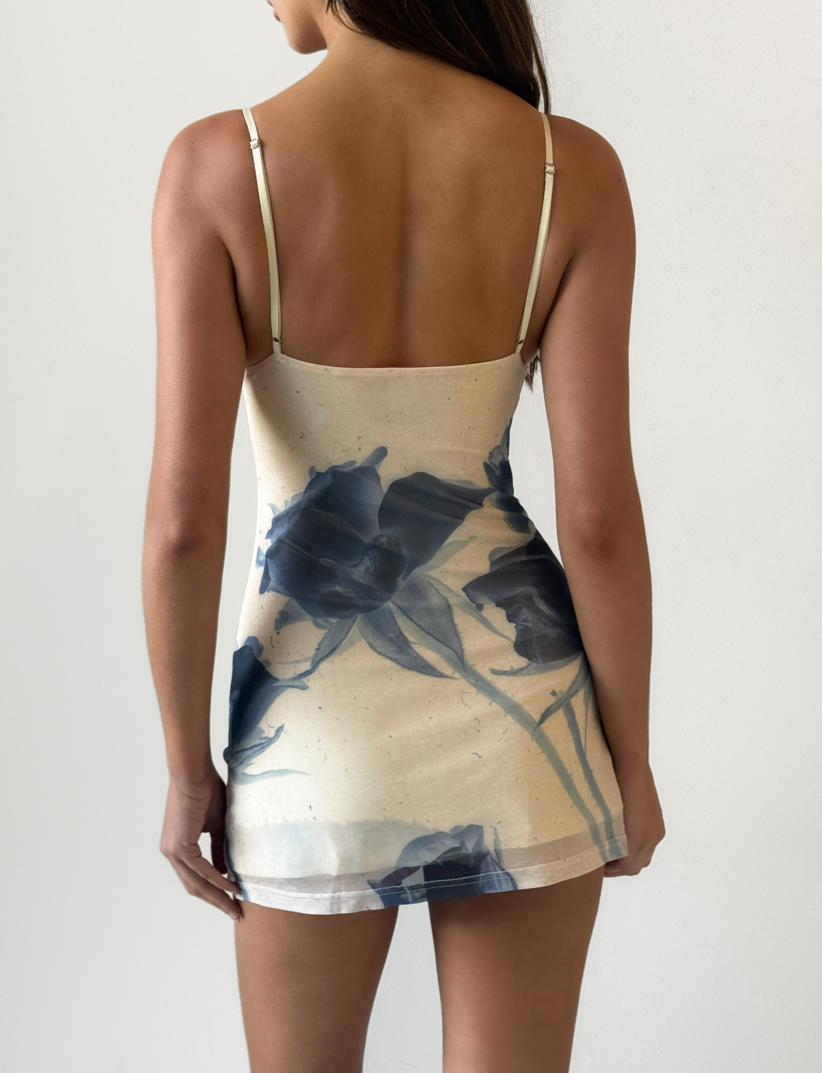 Deep V Spaghetti Strap Oversized Floral Print Bodycon Mini Dress
