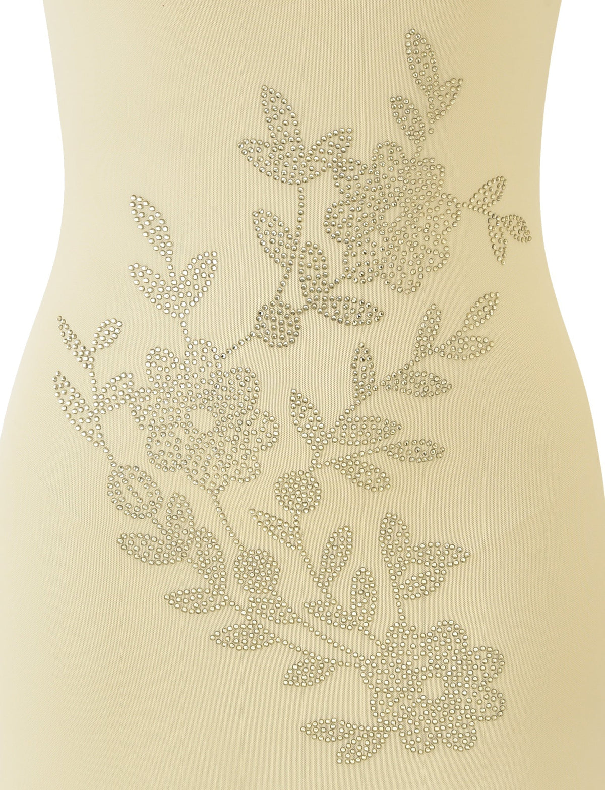 Rhinestone Floral Applique Scoop Neck Spaghetti Strap Bodycon Mini Dress