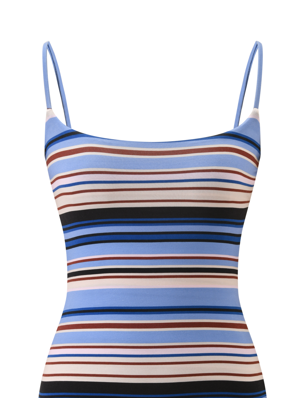 Scoop Neck Horizontal Stripe Cami Open Back Bodycon Mini Dress