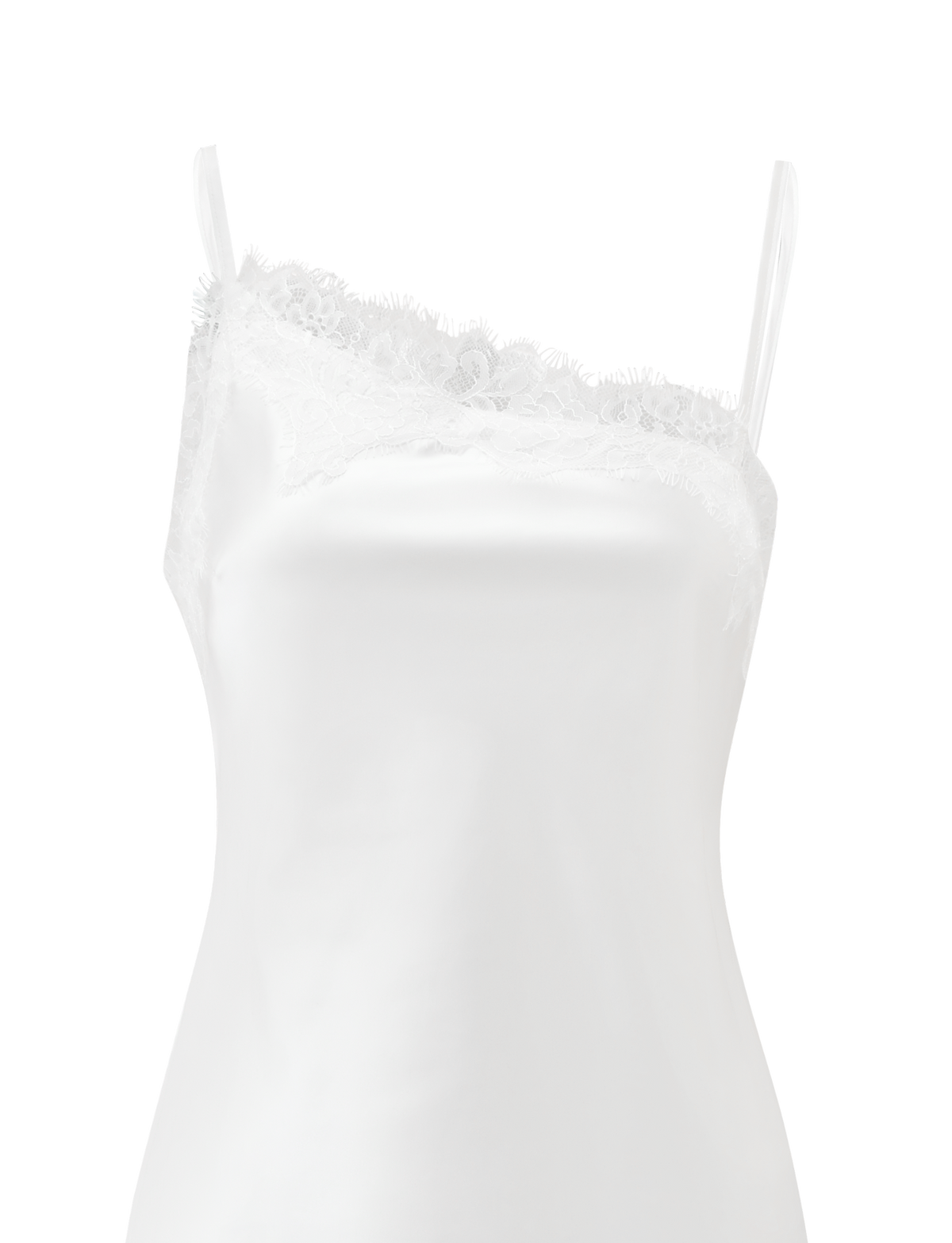 Asymmetric Lace Trim Spaghetti Strap Slip Mini Dress