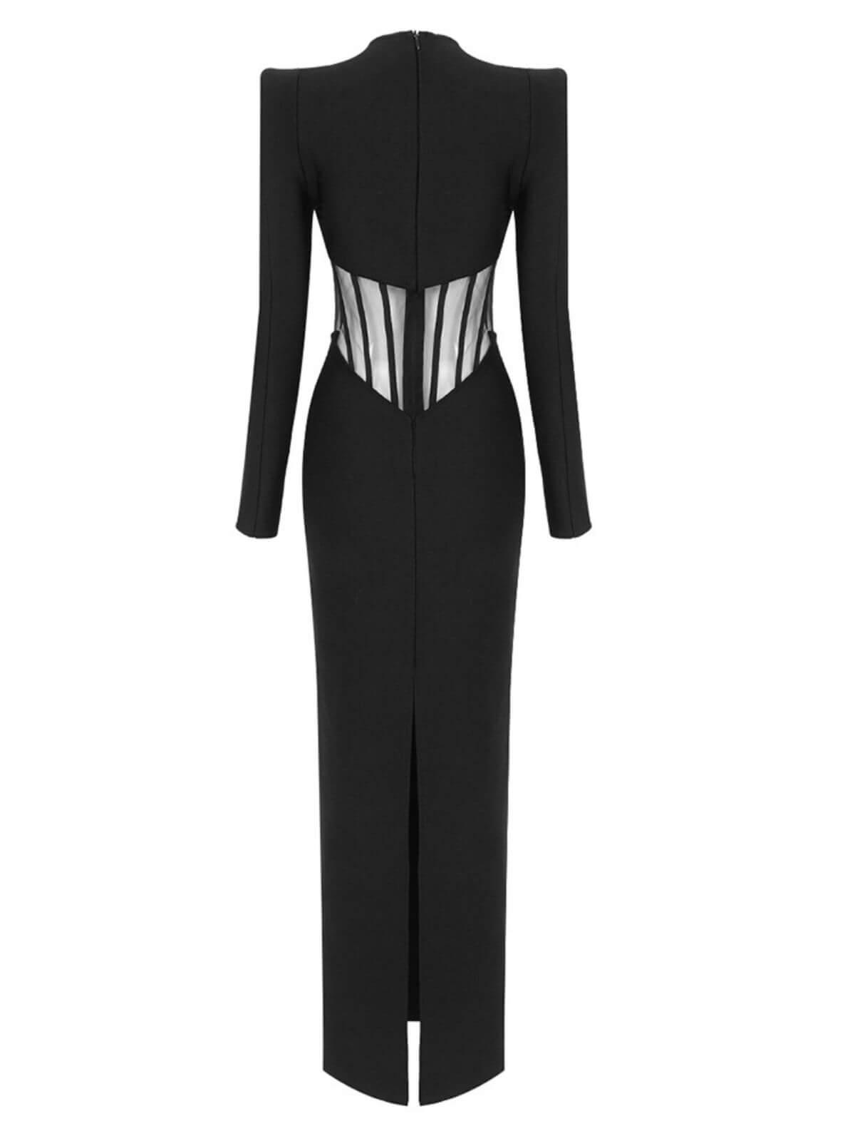 Mock Neck Long Sleeve Bandage Bodycon Midi Dress