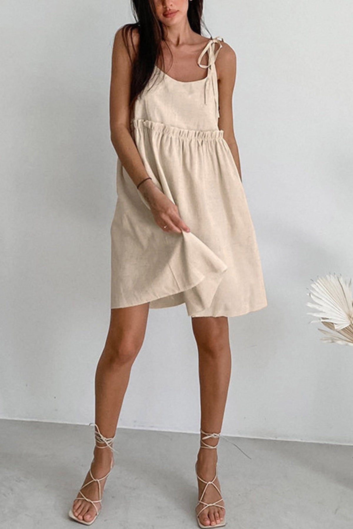 Tie-up Straps Cotton Cami Dress