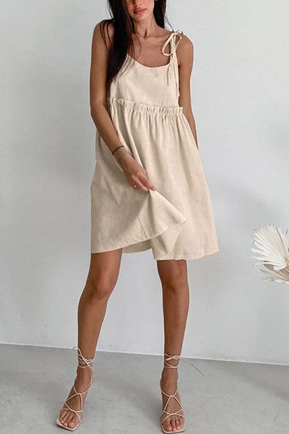 Tie-up Straps Cotton Cami Dress
